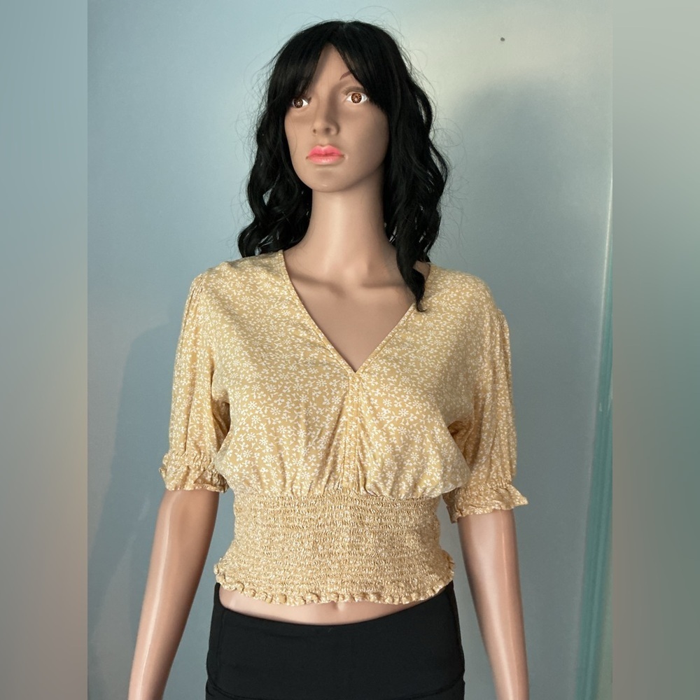 Abercrombie & Fitch Yellow Floral Ruffle Blouse